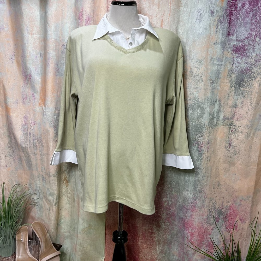 VTG📌 Surprise 2-in-1 1/2-Sleeved Shirt with Blouse Cuff and Collar